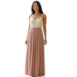 Mind Code‎ Pink White Lace Maxi Dress​